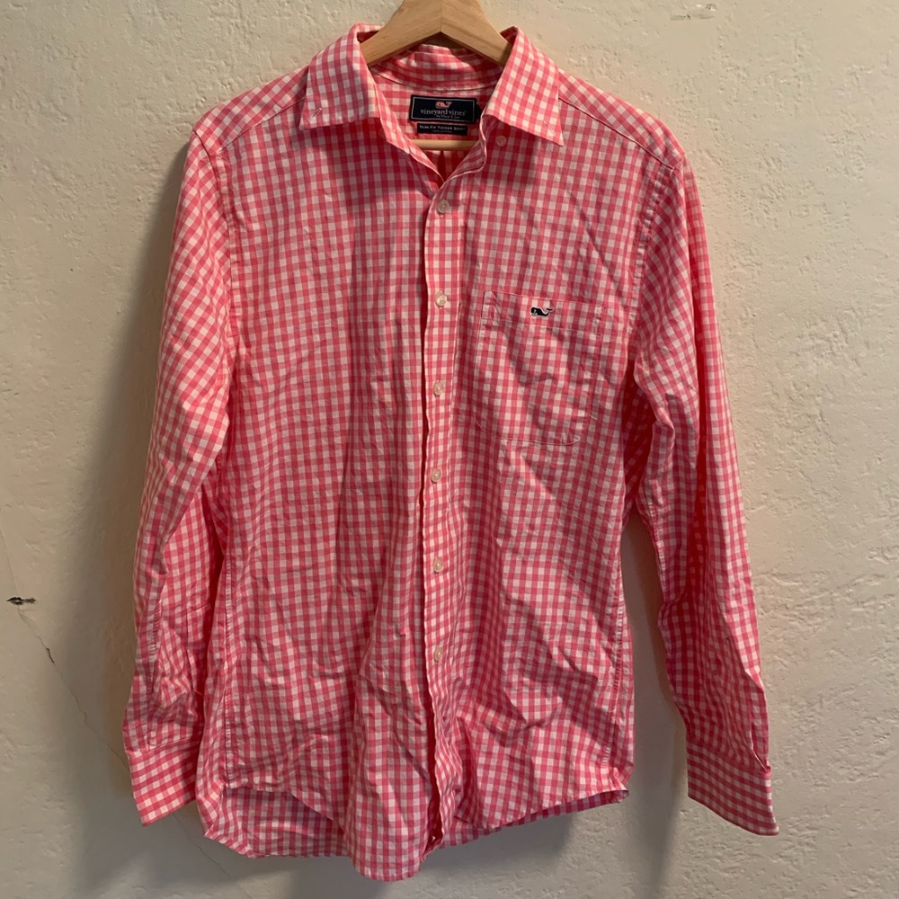 Vineyard Vines Pink Gingham Button Up Shirt Small